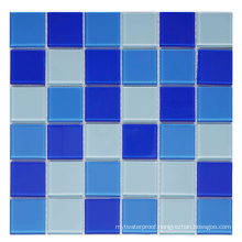 Hotel Villa Project Blue Glass Mosaic Floor Tile Price for Bathroom